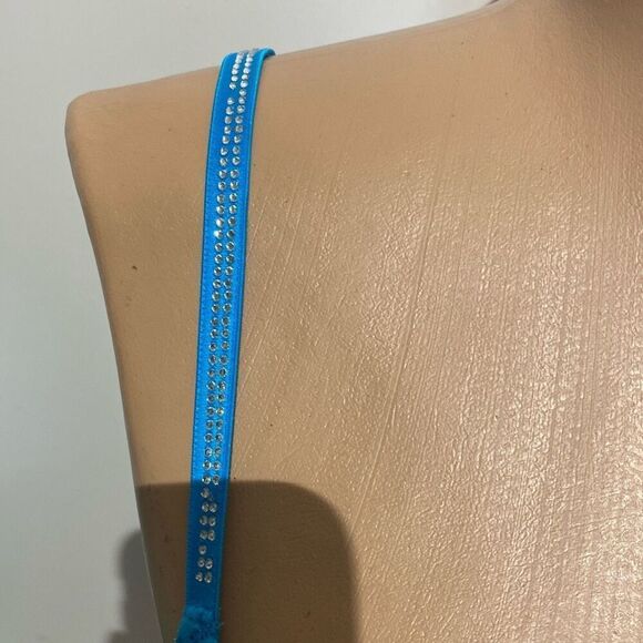 Pink Victoria's Secret Women's Blue Wear Everywhere Rhinestone Push Up Bra 34B - Picture 2 of 11